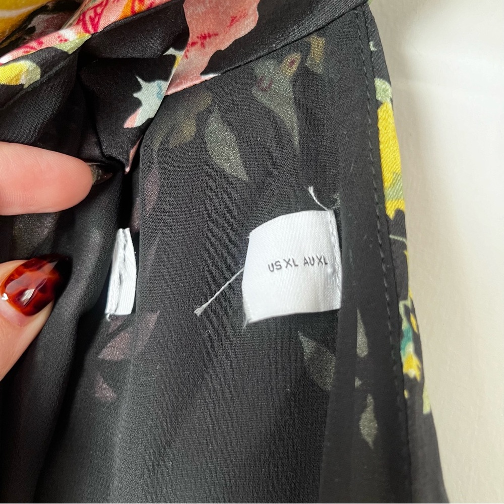 Petal & Pup Anabelle Black Floral Satin Halter High Neck Midi Dress XL - Picture 11 of 11